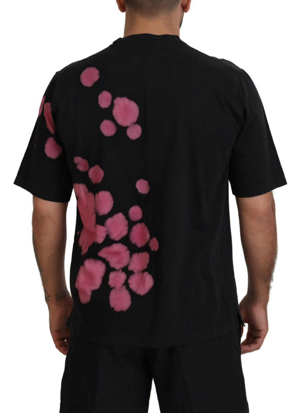 T-shirt ras du cou Dsquared² en coton noir et rose à manches courtes