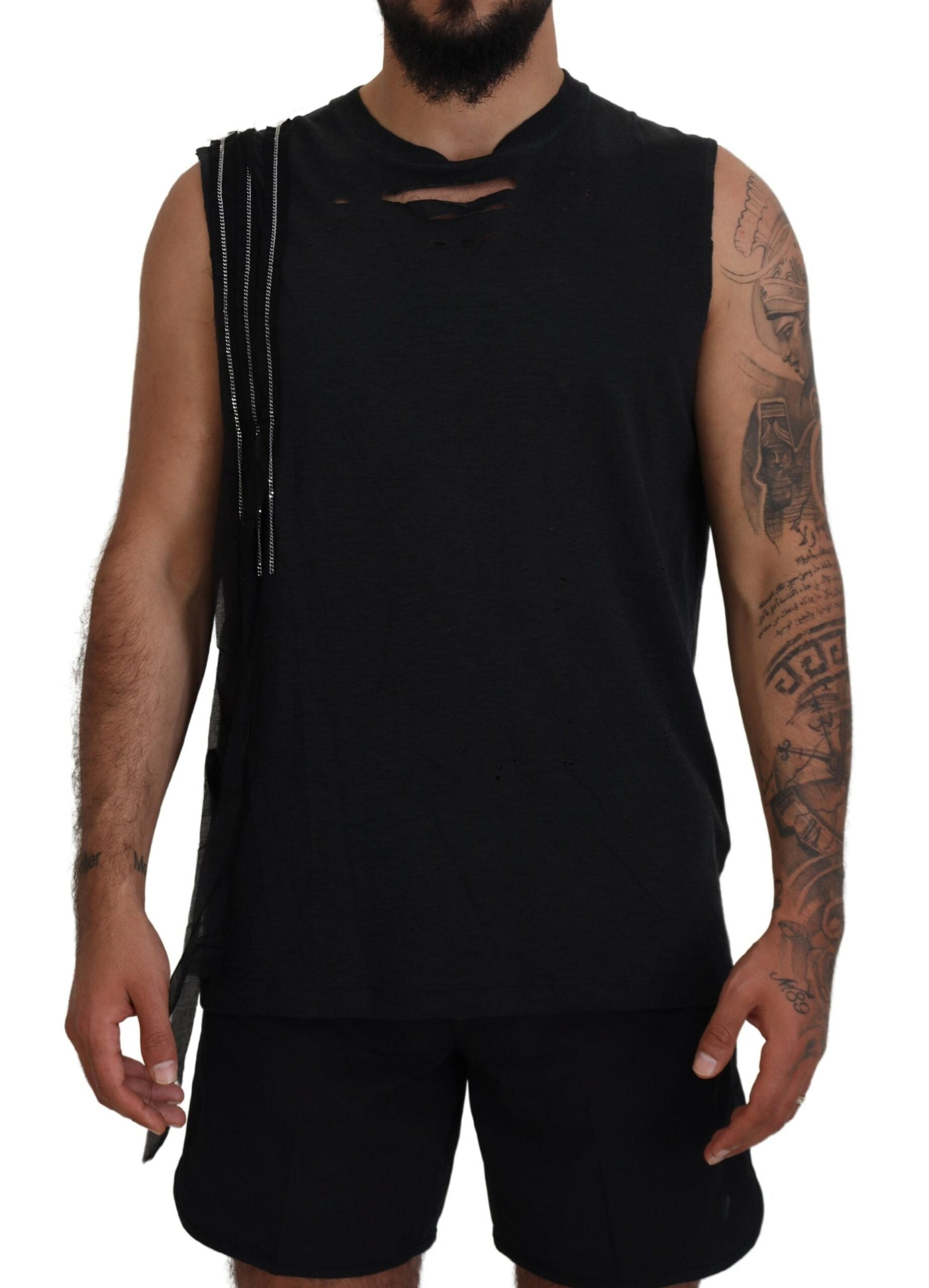 Débardeur homme sans manches Dsquared² noir orné d'une chaîne