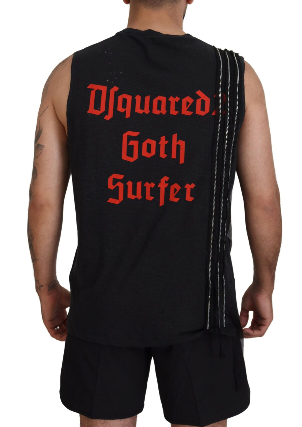 Débardeur homme sans manches Dsquared² noir orné d'une chaîne