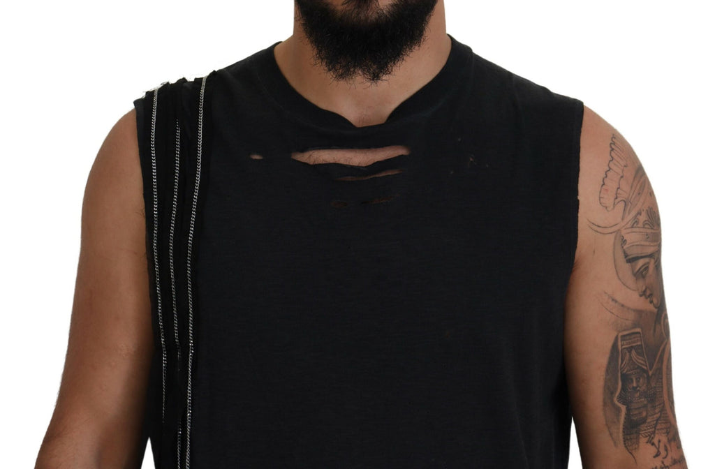 Débardeur homme sans manches Dsquared² noir orné d'une chaîne