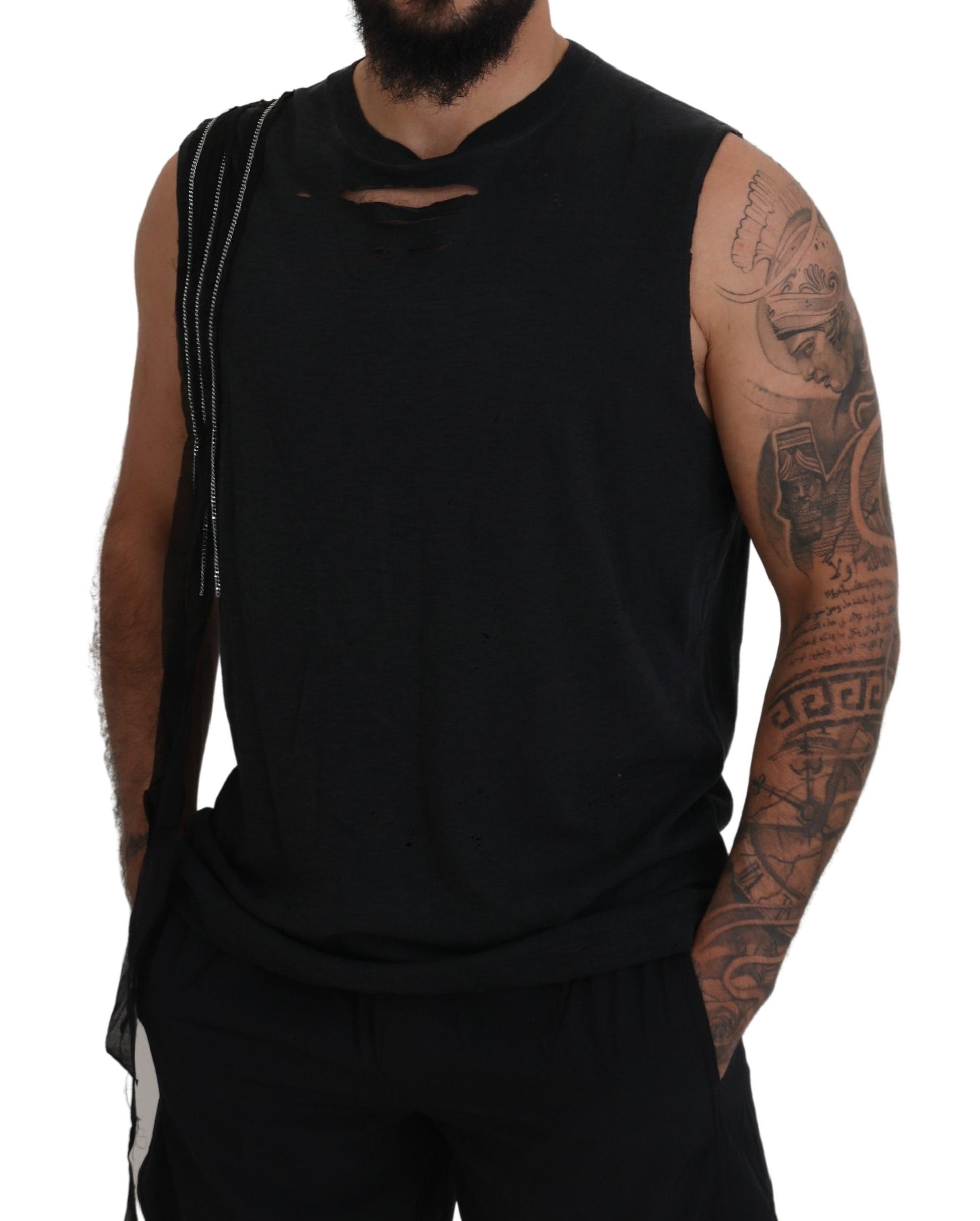 Débardeur homme sans manches Dsquared² noir orné d'une chaîne