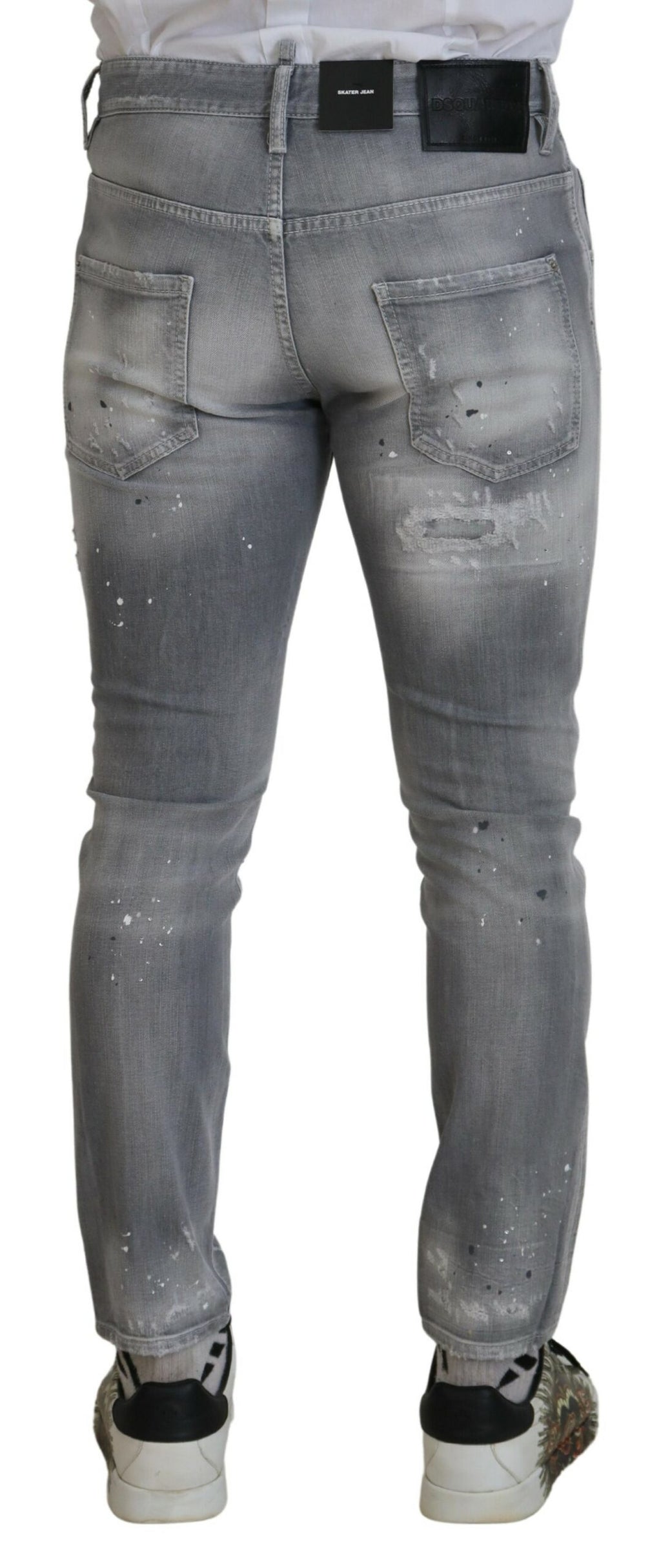 Jean en denim délavé gris en coton slim pour homme Dsquared²