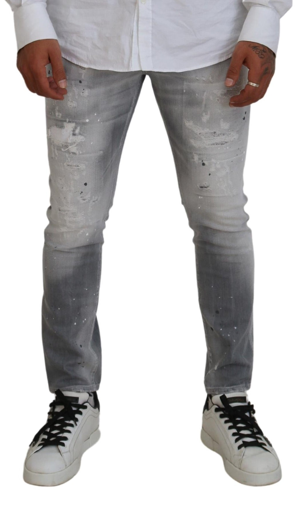 Jean en denim délavé gris en coton slim pour homme Dsquared²