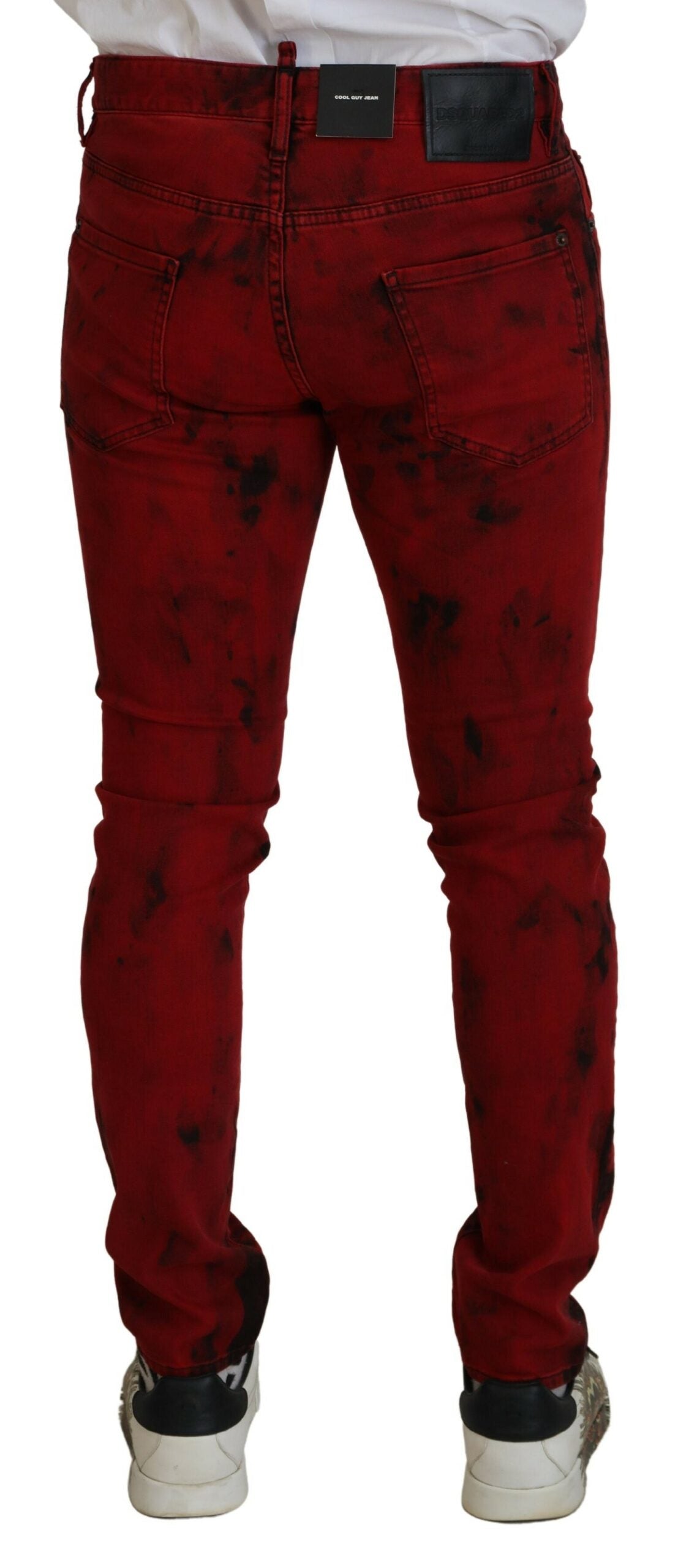 Jean slim décontracté en jean Dsquared² rouge en coton Tie Dye pour homme