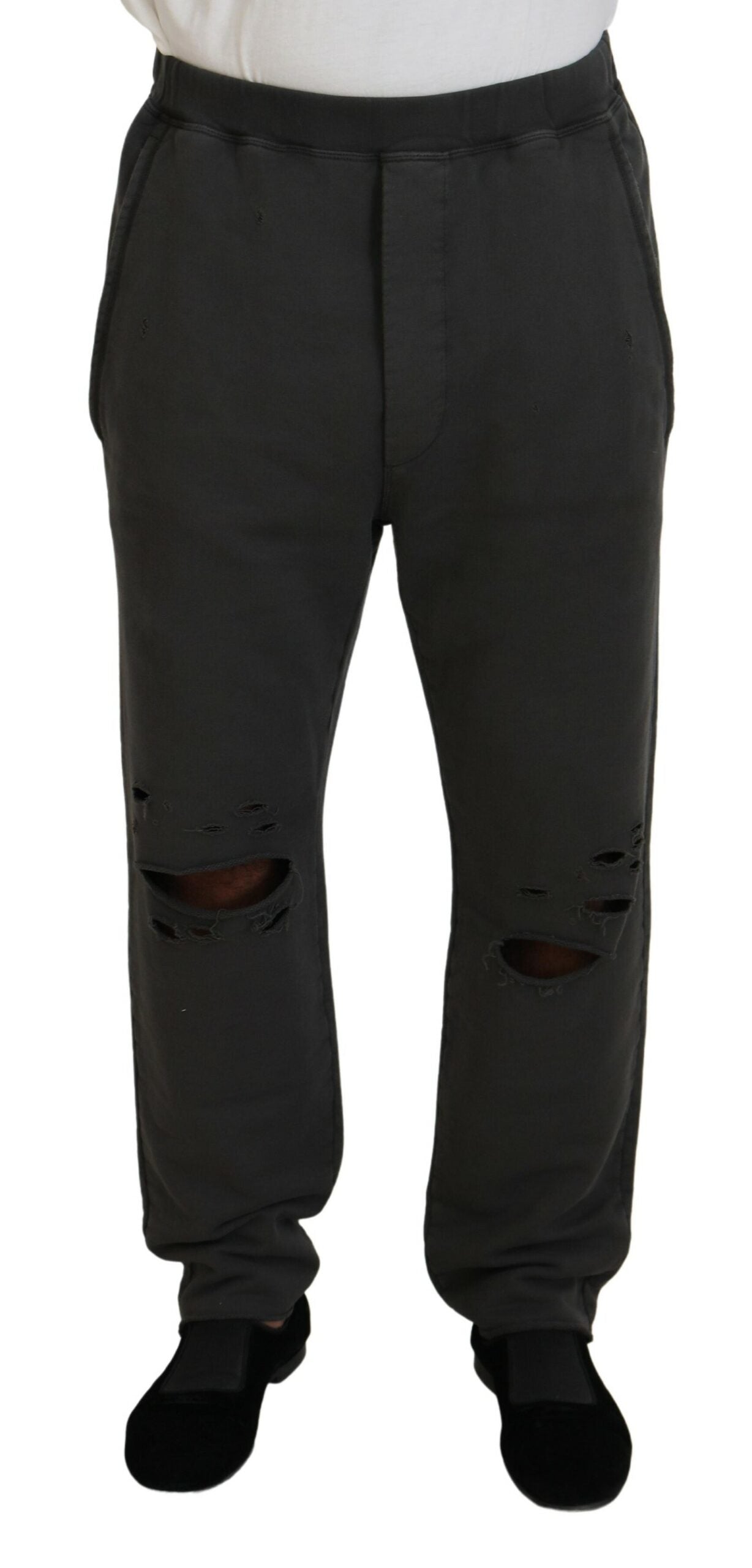 Pantalon décontracté déchiré Dsquared² en coton gris foncé pour homme