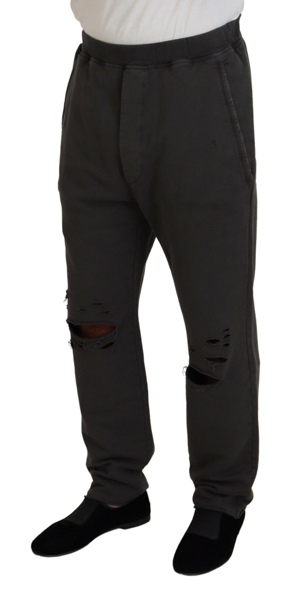 Pantalon décontracté déchiré Dsquared² en coton gris foncé pour homme
