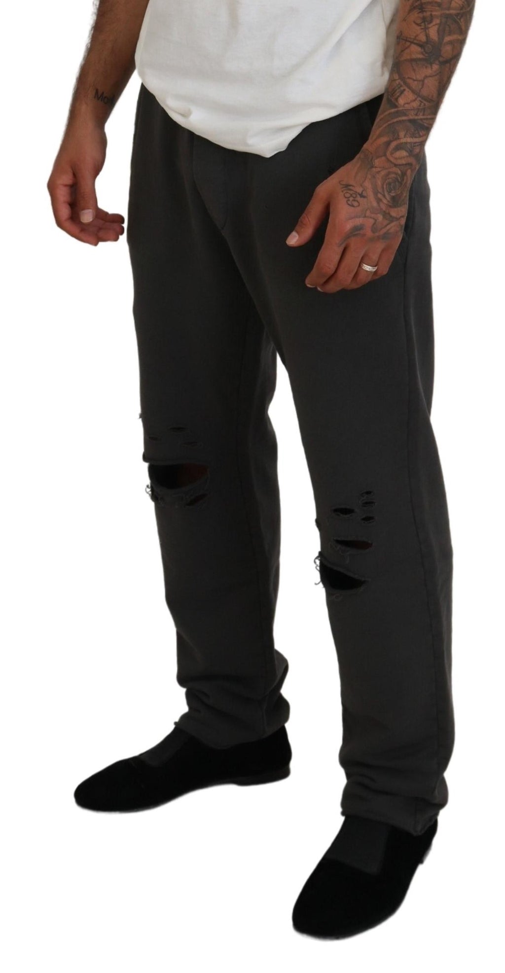 Pantalon décontracté déchiré Dsquared² en coton gris foncé pour homme