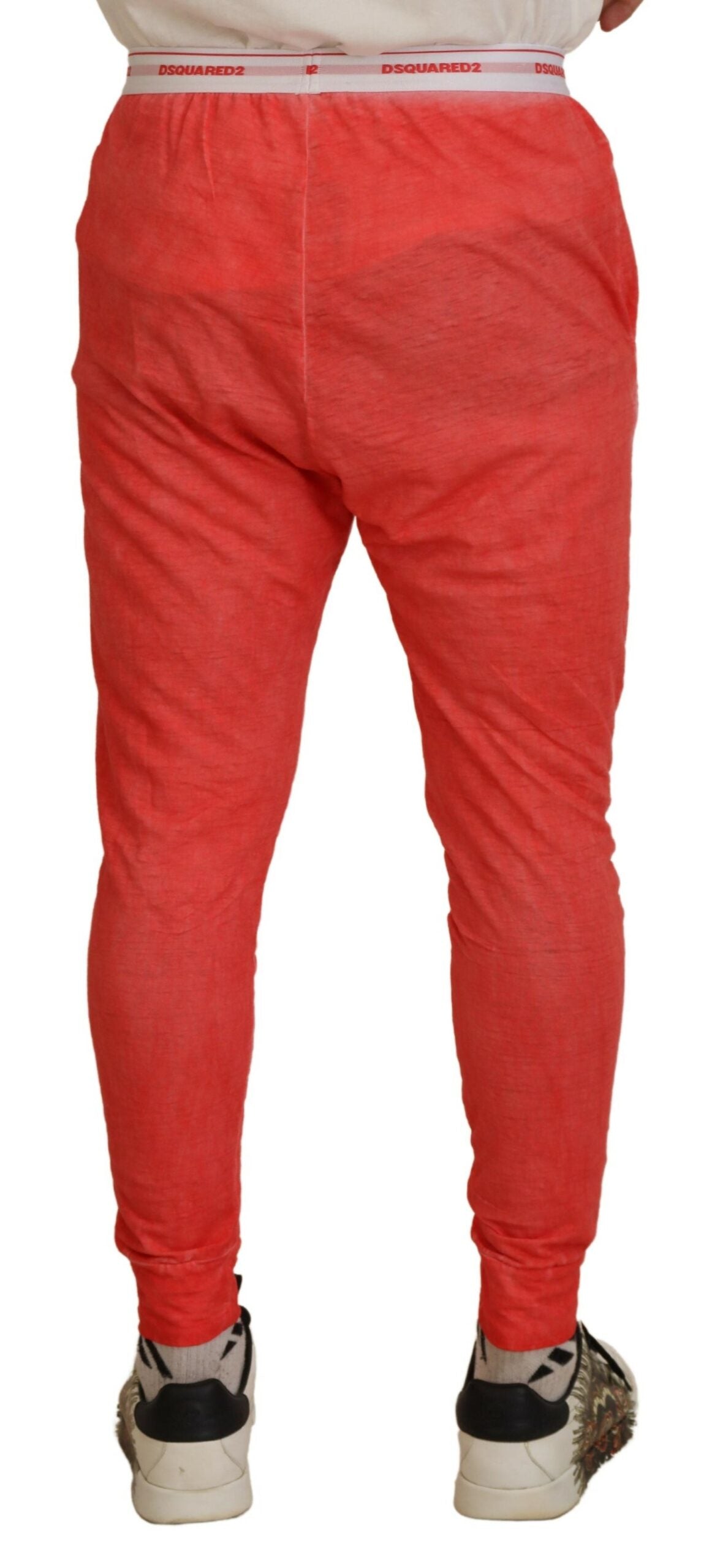 Pantalon Homme Dsquared² Coton Orange Taille Élastique Logo