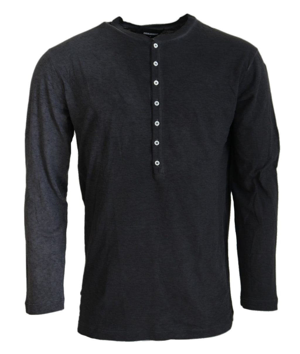 Pull en coton et lin noir à manches longues Dsquared²