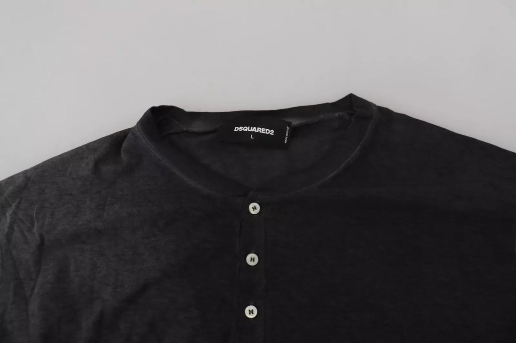Pull en coton et lin noir à manches longues Dsquared²