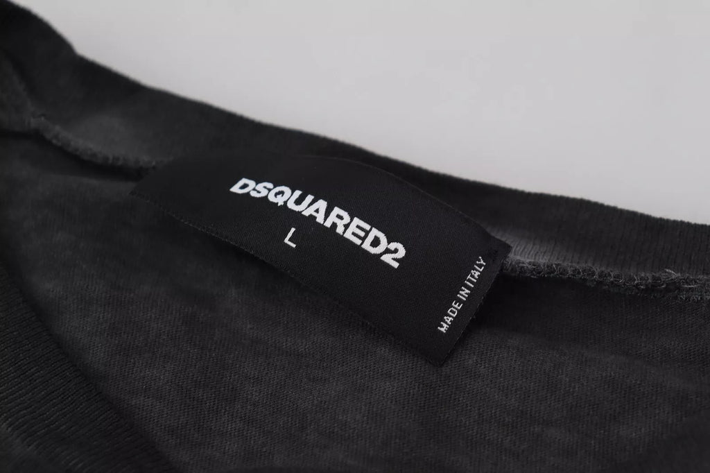 Pull en coton et lin noir à manches longues Dsquared²
