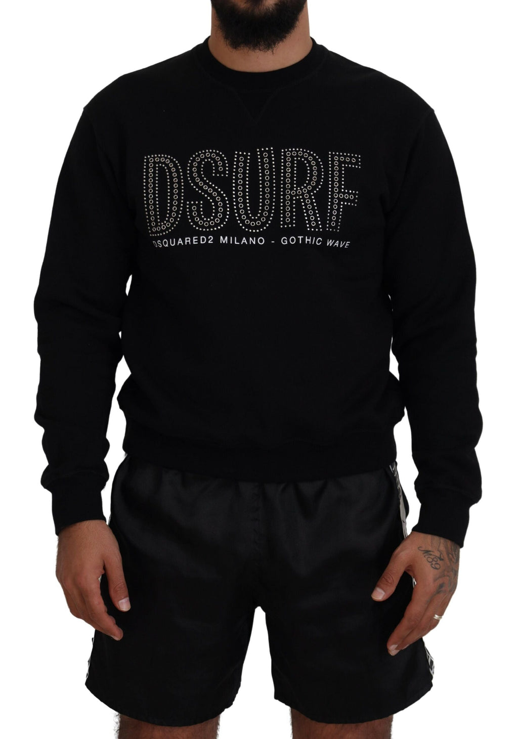 Pull à manches longues imprimé en coton noir Dsquared²