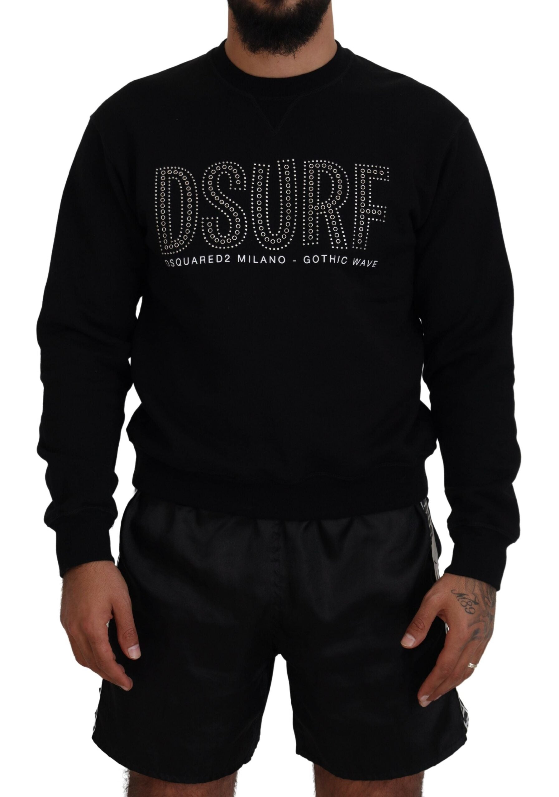 Pull à manches longues imprimé en coton noir Dsquared²