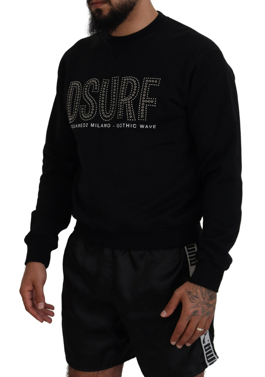 Pull à manches longues imprimé en coton noir Dsquared²