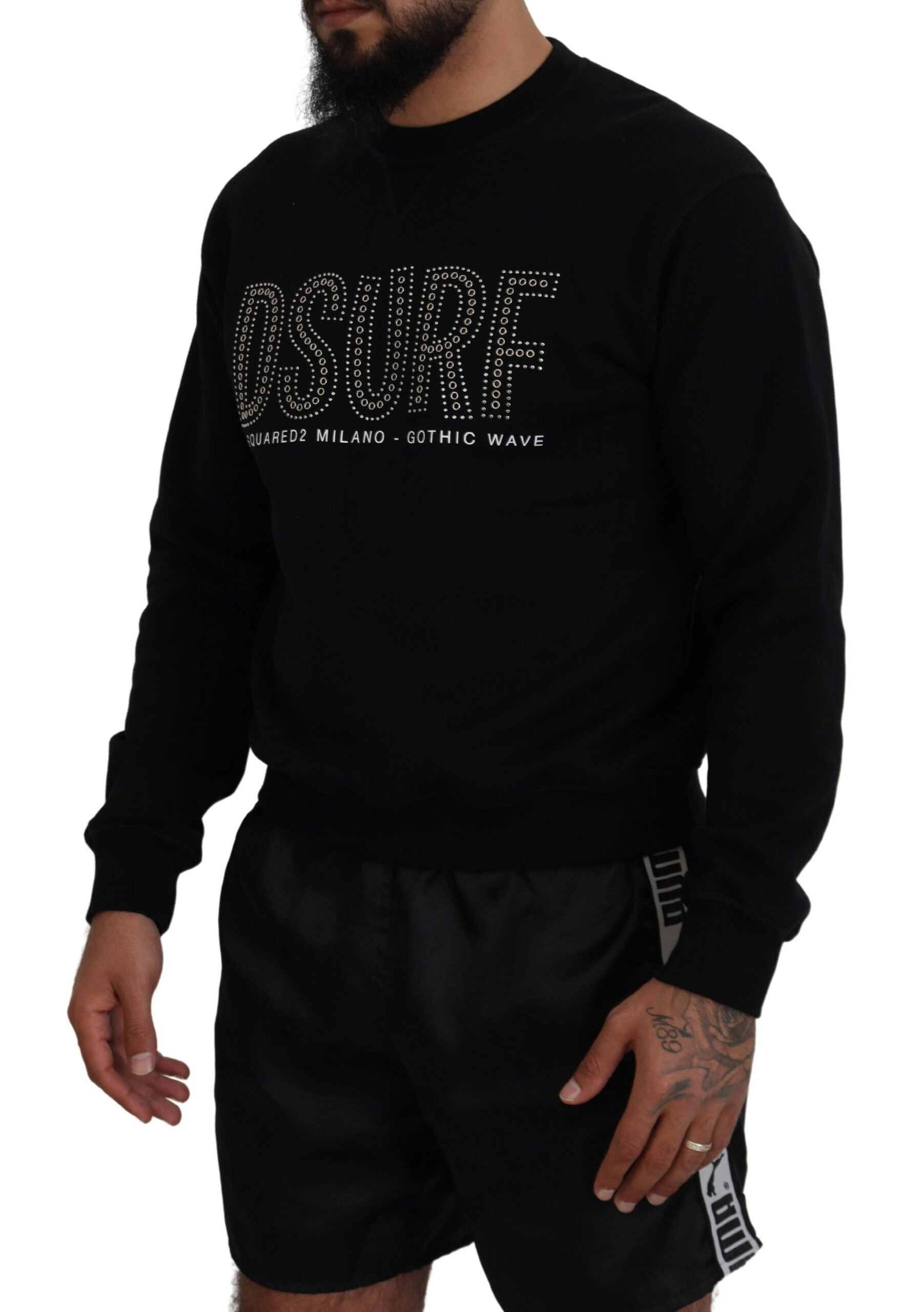 Pull à manches longues imprimé en coton noir Dsquared²