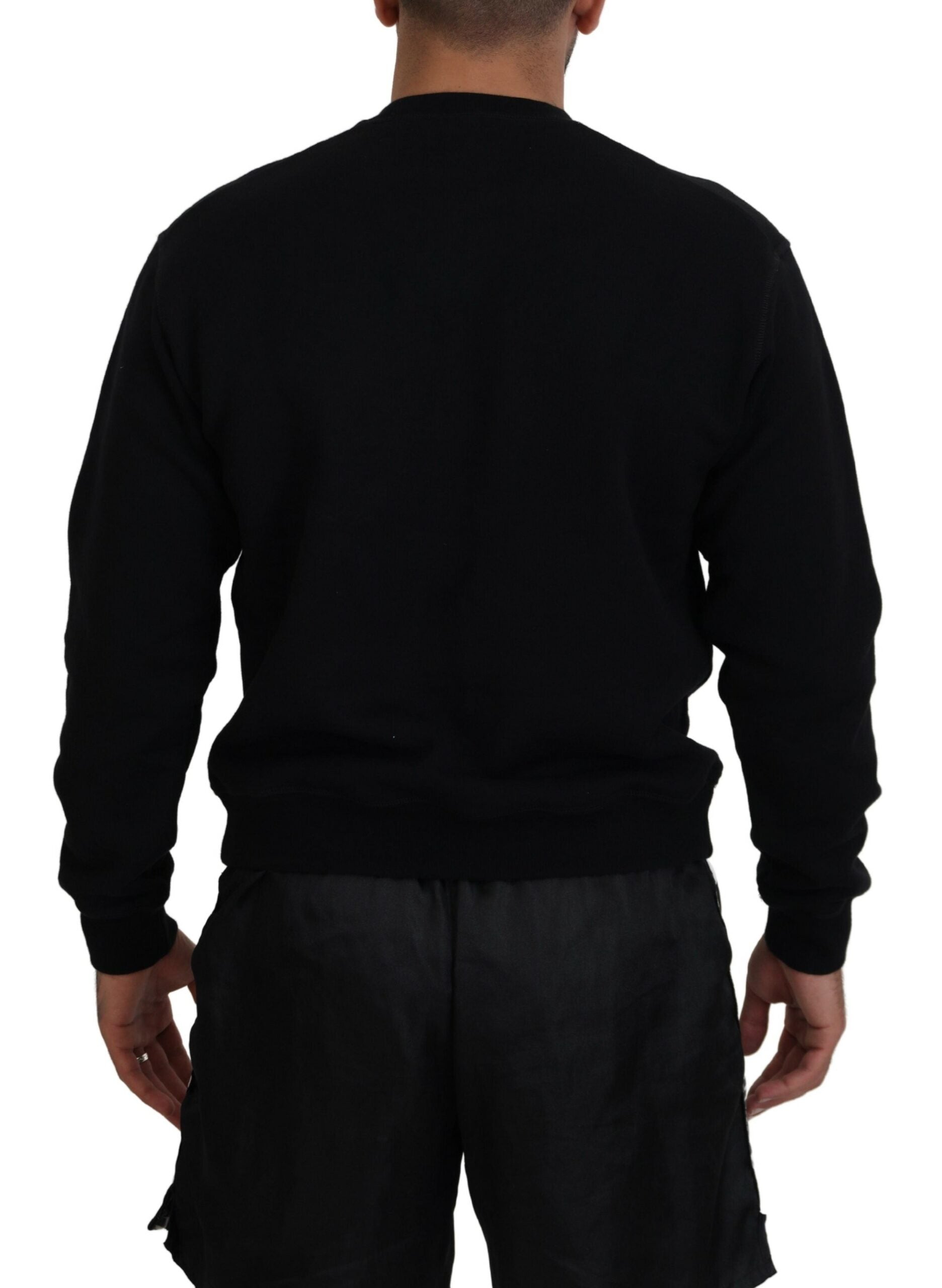 Pull à manches longues imprimé en coton noir Dsquared²