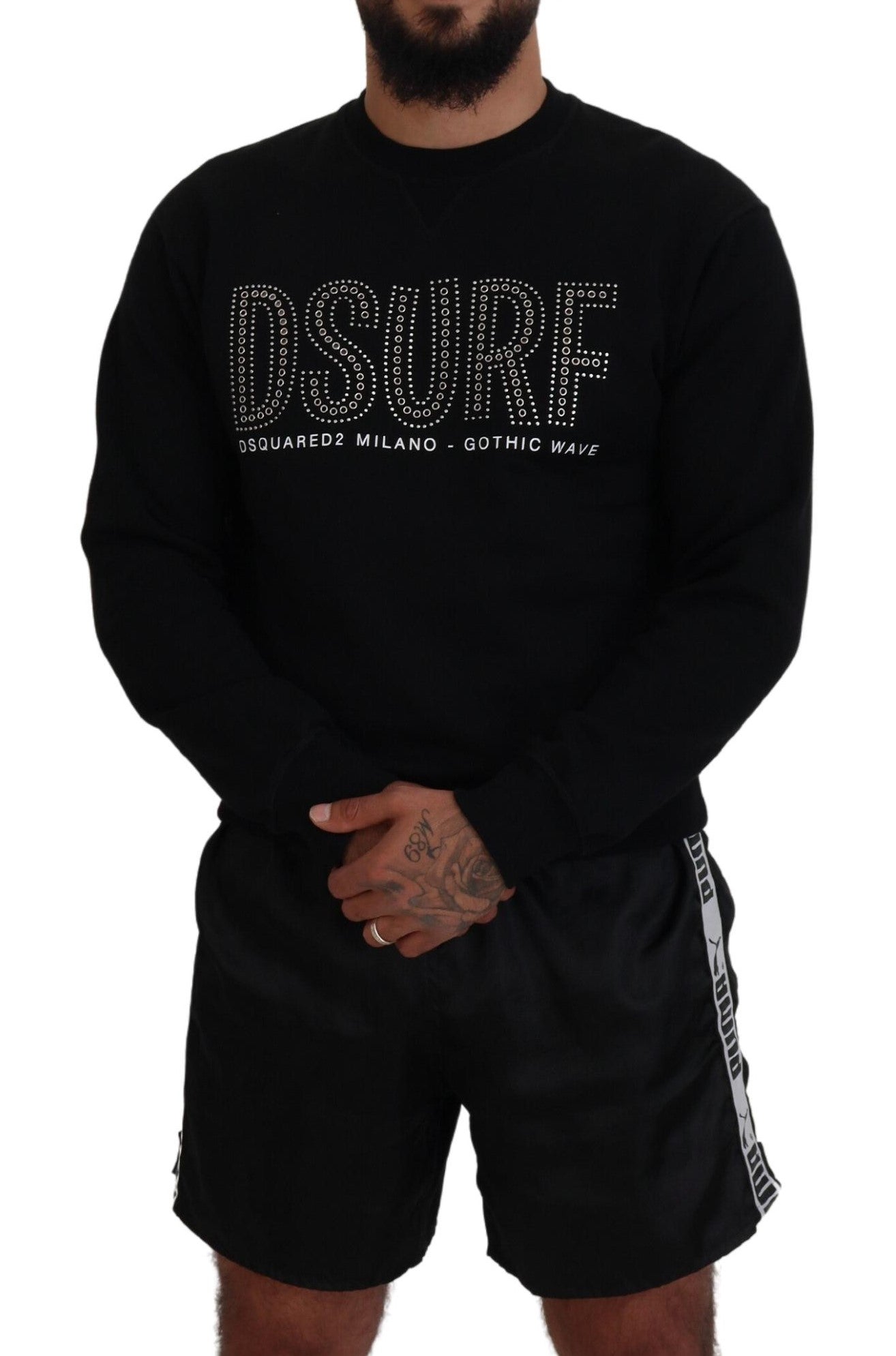 Pull à manches longues imprimé en coton noir Dsquared²