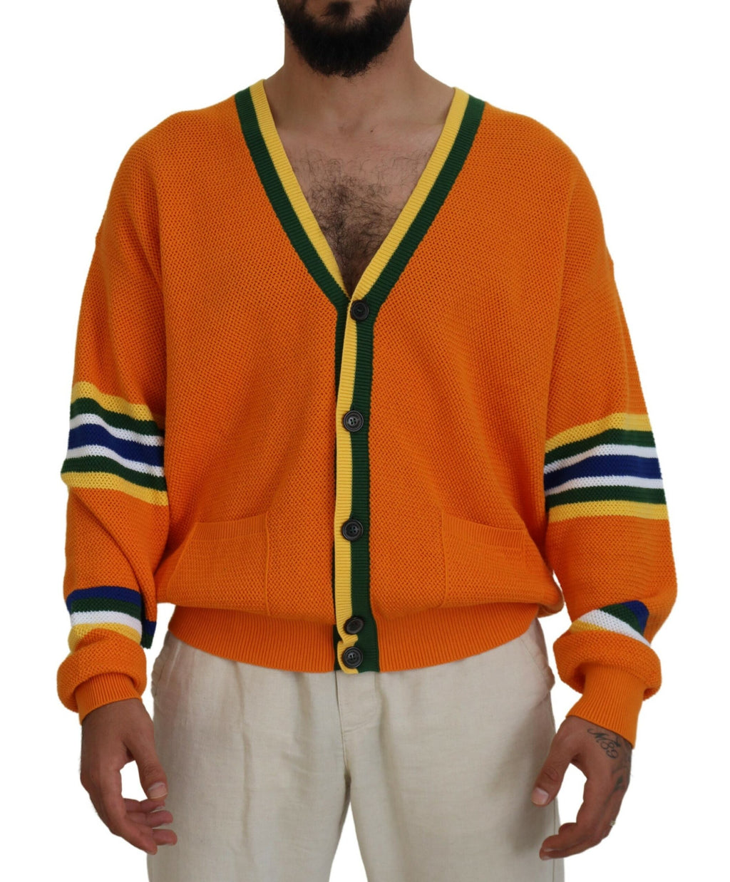 Cardigan homme Dsquared² en coton orange à manches longues