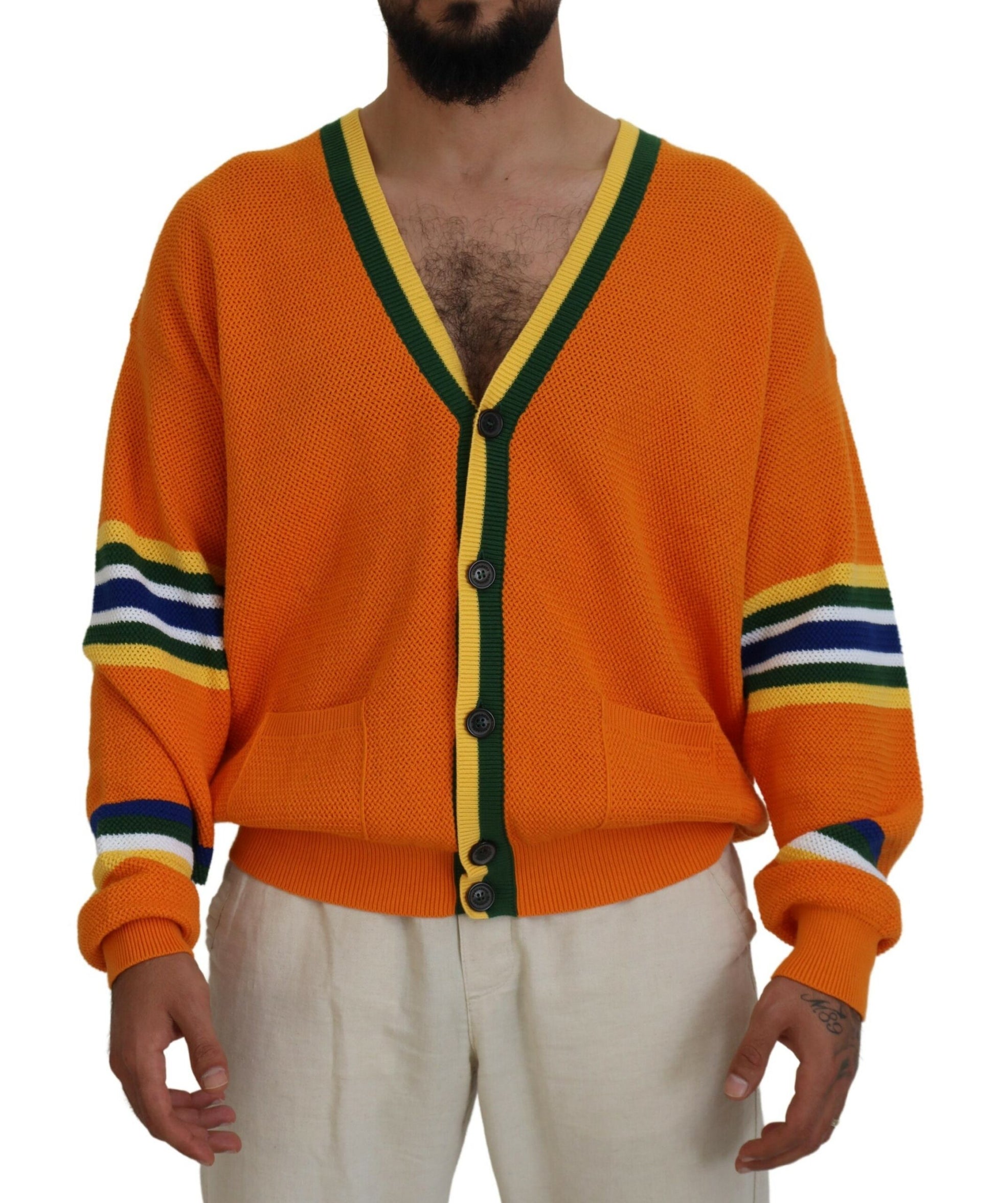 Cardigan homme Dsquared² en coton orange à manches longues