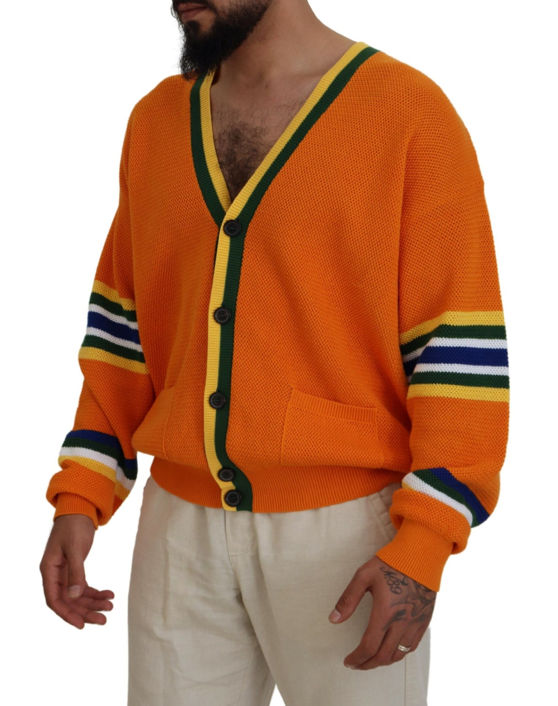 Cardigan homme Dsquared² en coton orange à manches longues