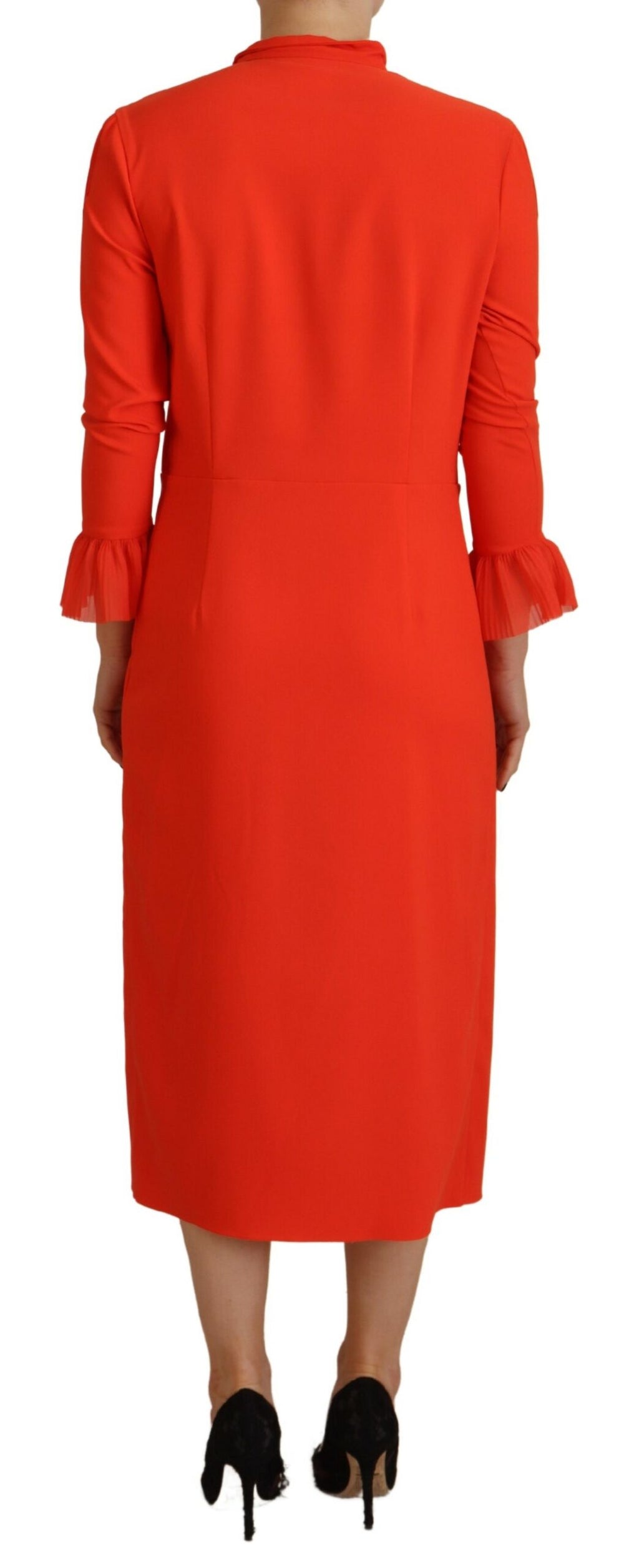 Robe longue plissée en polyester rouge à manches longues Dsquared²