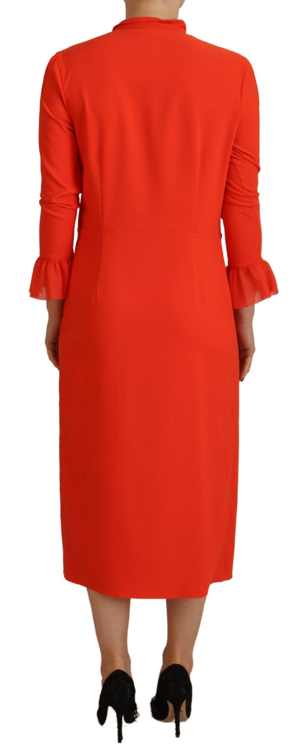 Robe longue plissée en polyester rouge à manches longues Dsquared²