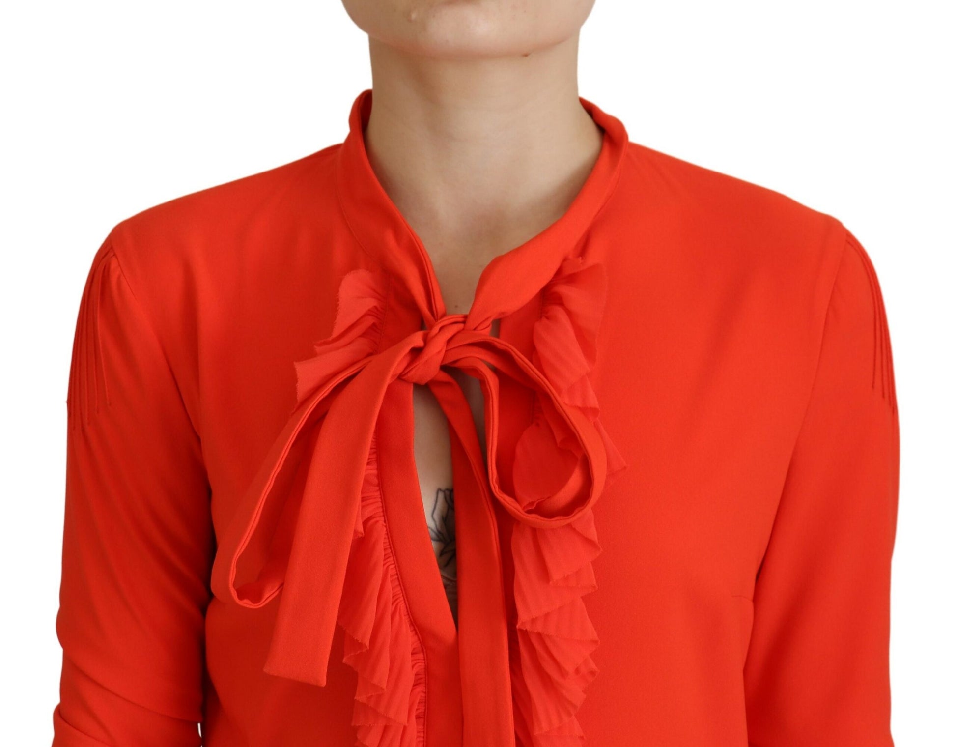 Robe longue plissée en polyester rouge à manches longues Dsquared²