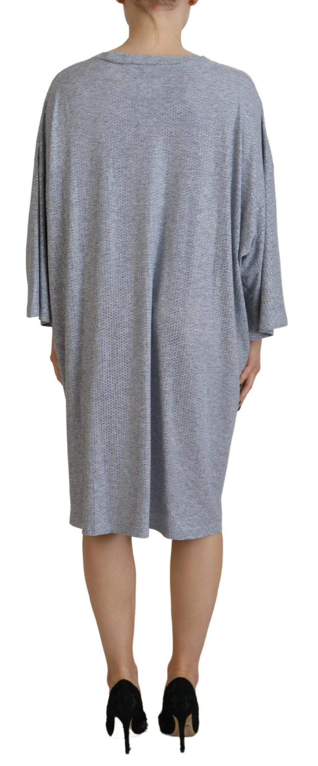 Robe Dsquared² en coton à manches longues et ornements de cristaux gris