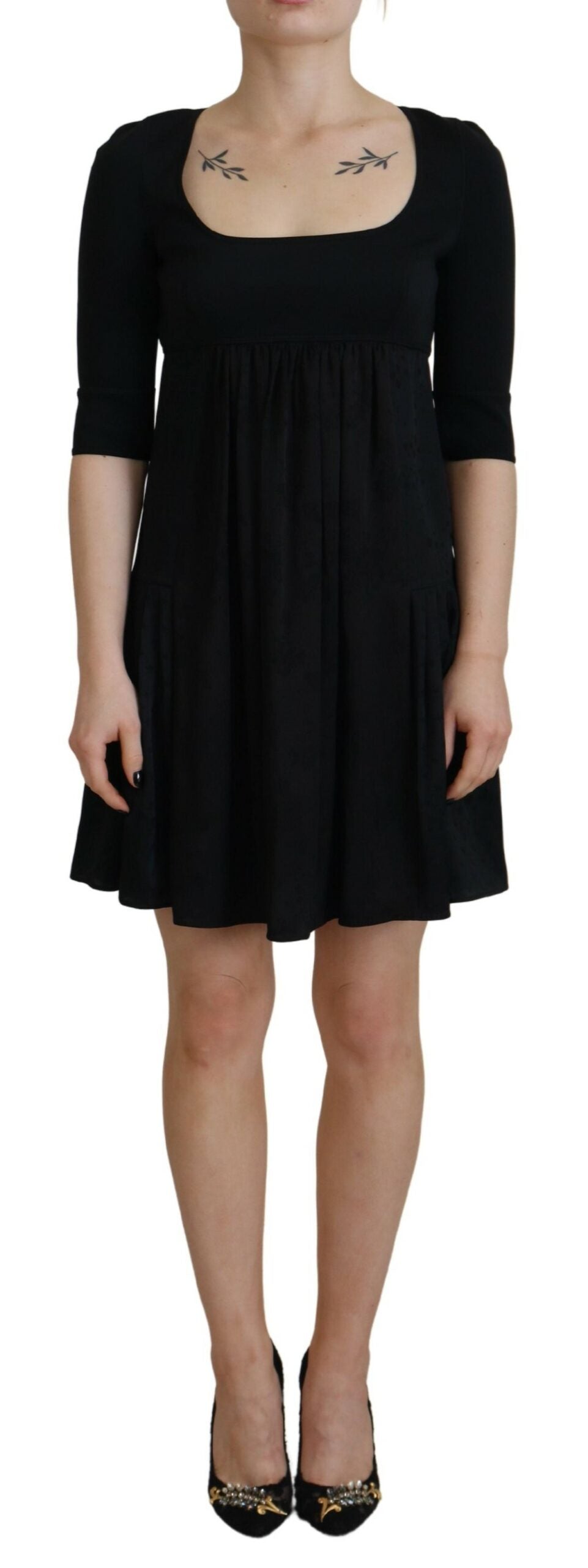 Robe fourreau trapèze Dsquared² noire en acétate à manches courtes