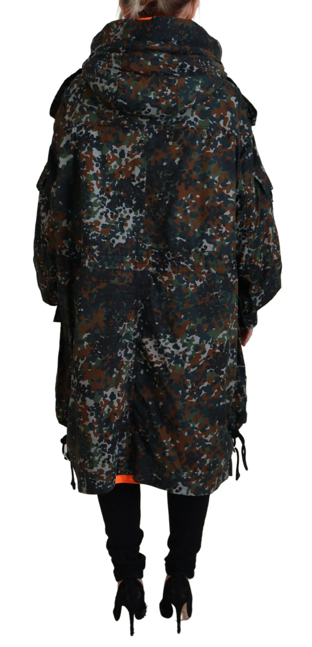Manteau parka veste Dsquared² vert à capuche, imprimé camouflage gothique