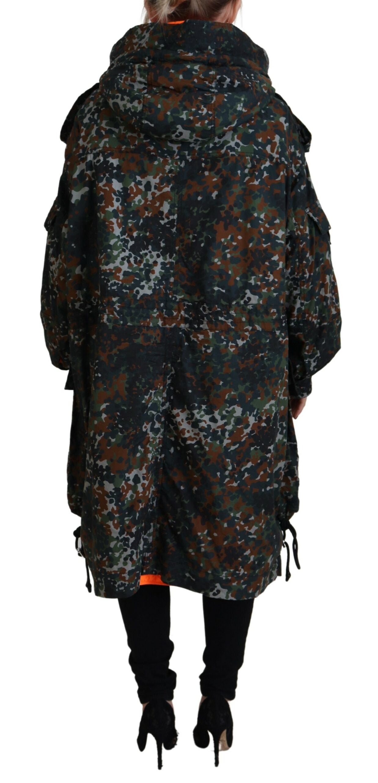 Manteau parka veste Dsquared² vert à capuche, imprimé camouflage gothique