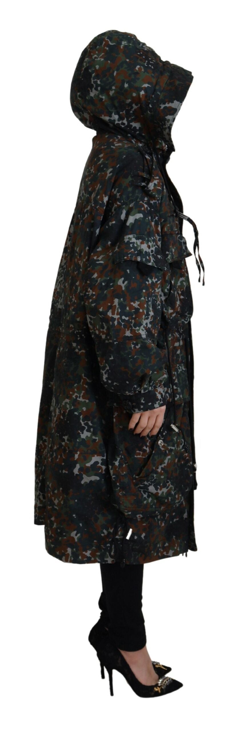 Manteau parka veste Dsquared² vert à capuche, imprimé camouflage gothique