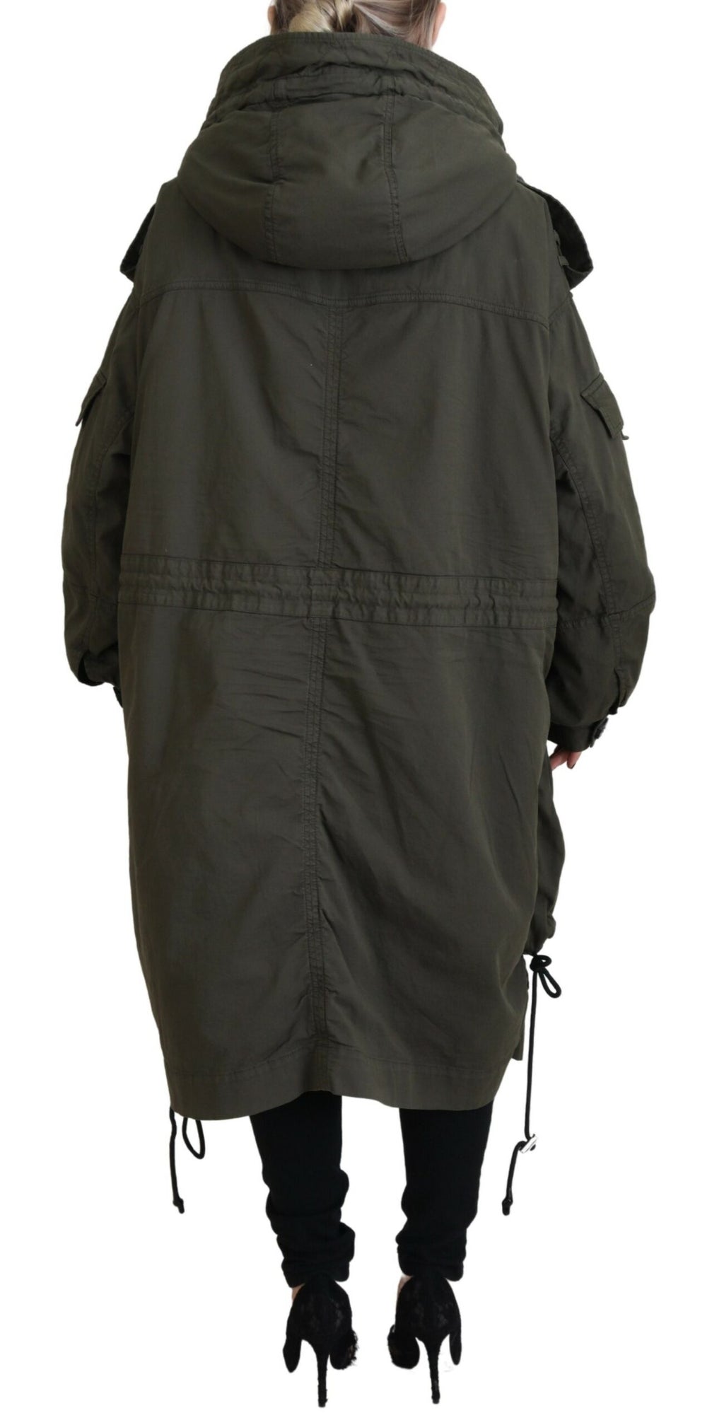 Dsquared² Veste longue parka à capuche zippée verte