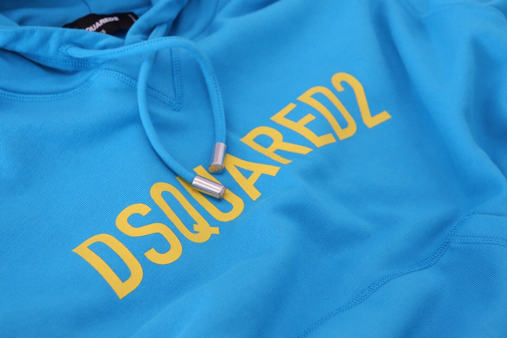 Dsquared² Sweatshirt à capuche en coton à imprimé logo bleu