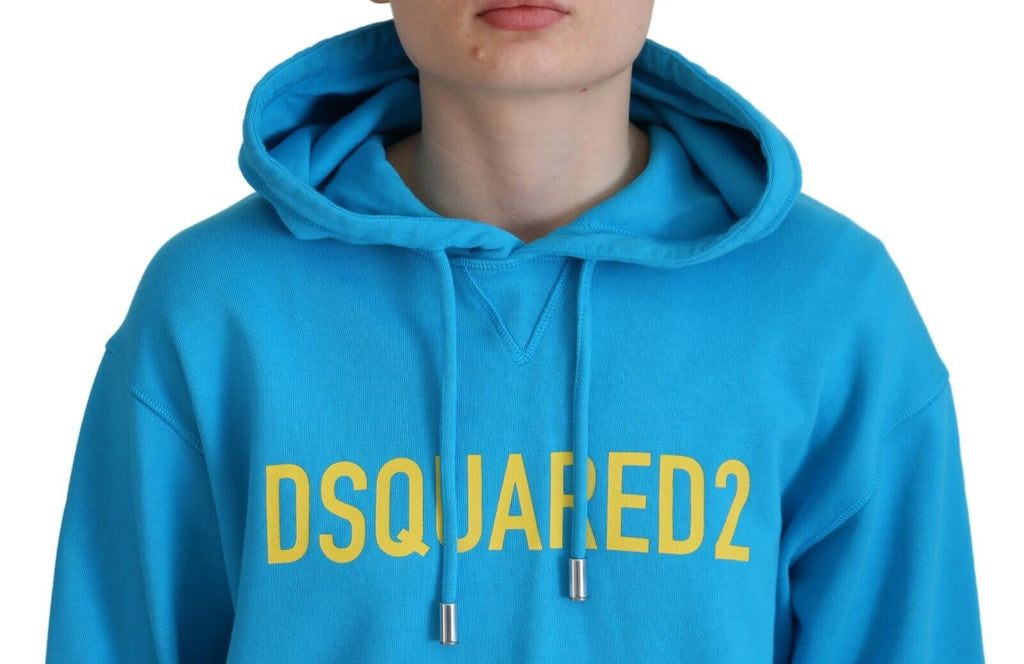 Dsquared² Sweatshirt à capuche en coton à imprimé logo bleu
