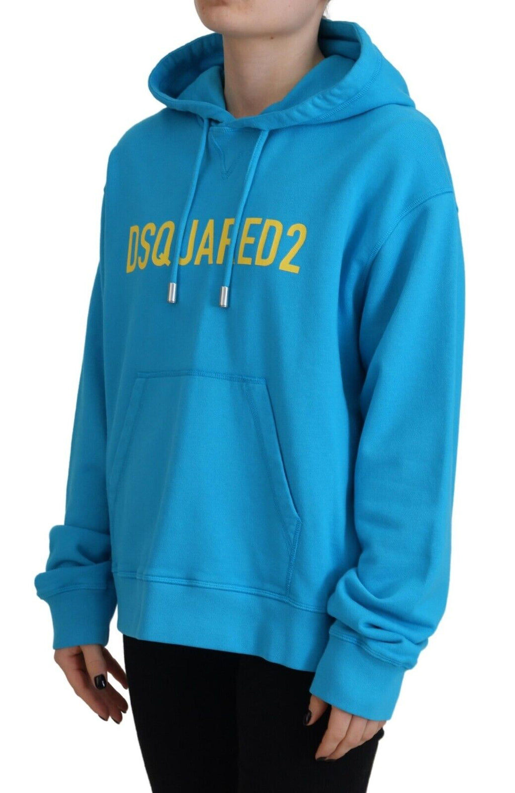Dsquared² Sweatshirt à capuche en coton à imprimé logo bleu