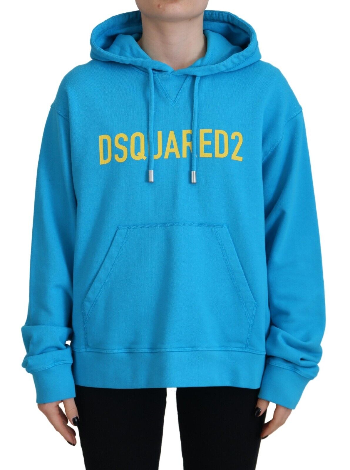 Dsquared² Sweatshirt à capuche en coton à imprimé logo bleu