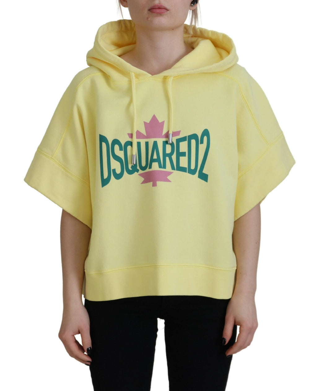 Dsquared² Sweat-shirt à capuche en coton et imprimé logo jaune