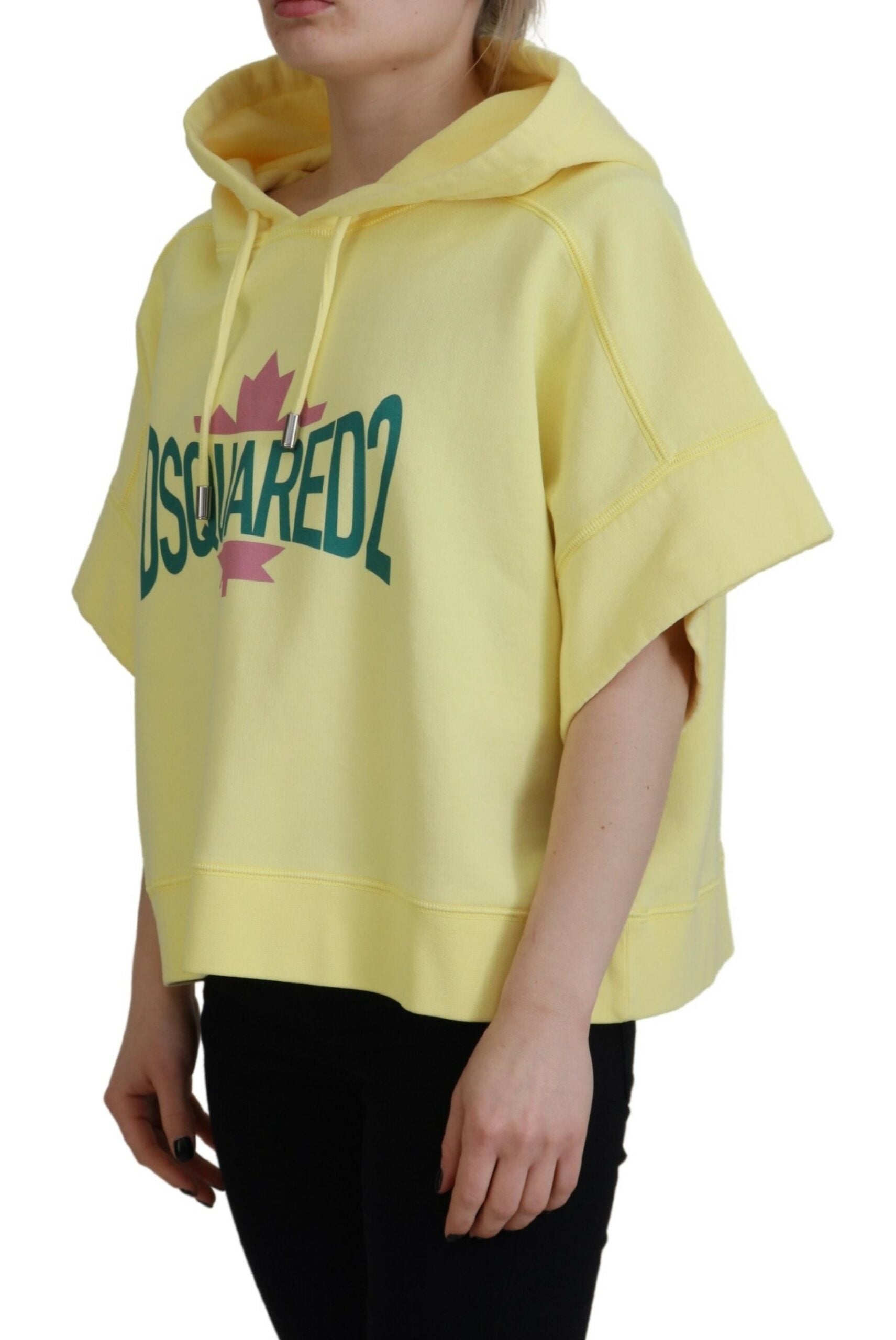 Dsquared² Sweat-shirt à capuche en coton et imprimé logo jaune