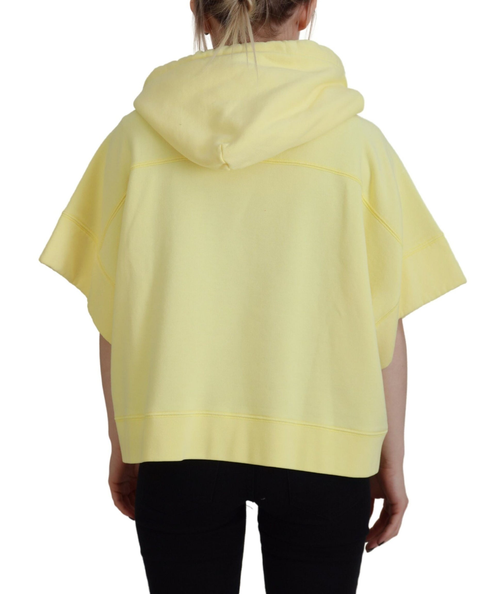 Dsquared² Sweat-shirt à capuche en coton et imprimé logo jaune