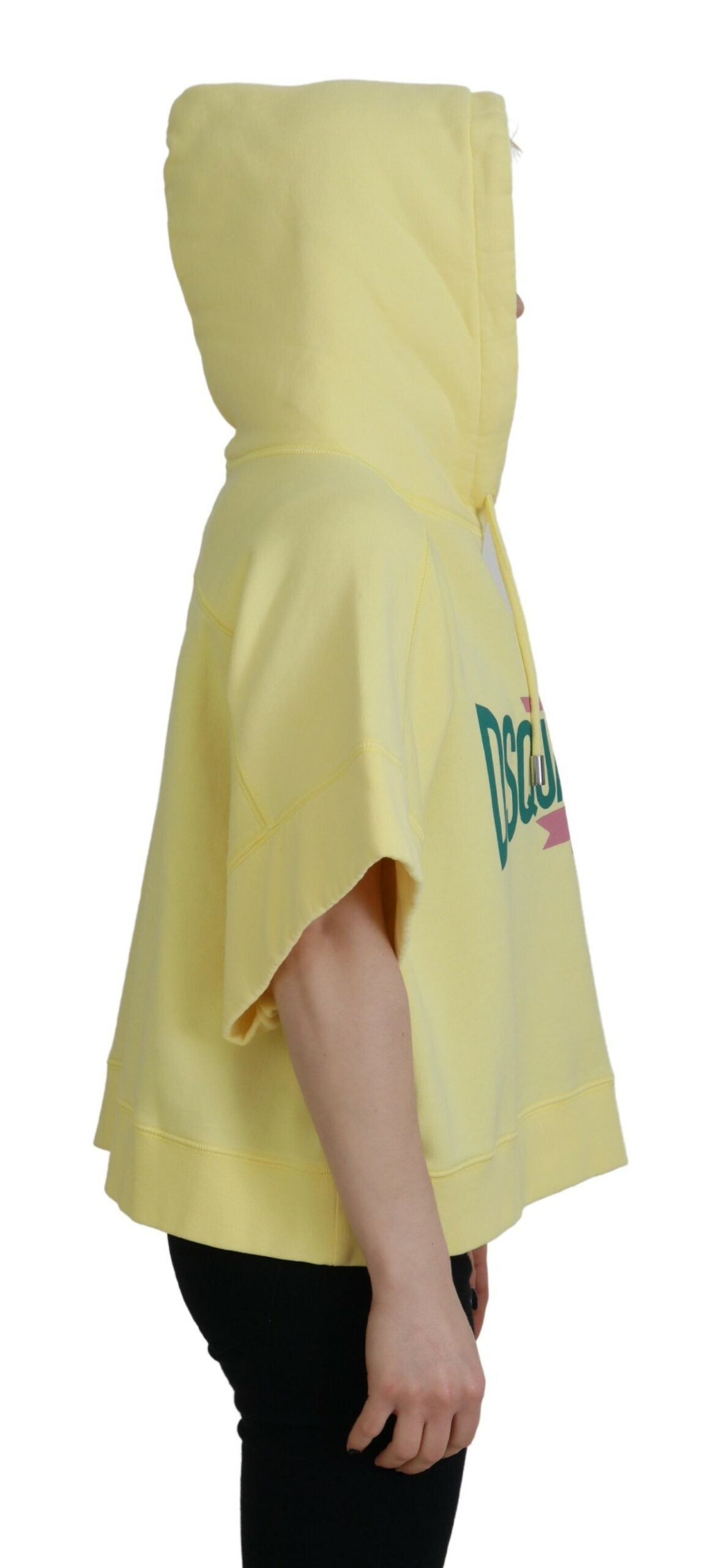 Dsquared² Sweat-shirt à capuche en coton et imprimé logo jaune