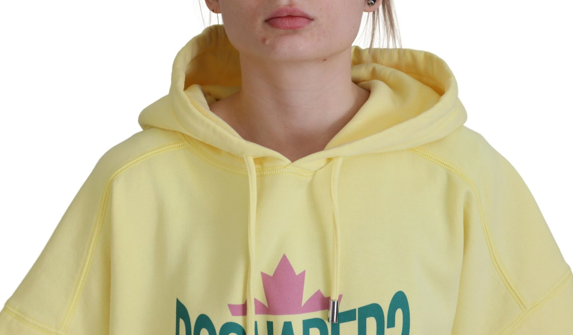Dsquared² Sweat-shirt à capuche en coton et imprimé logo jaune