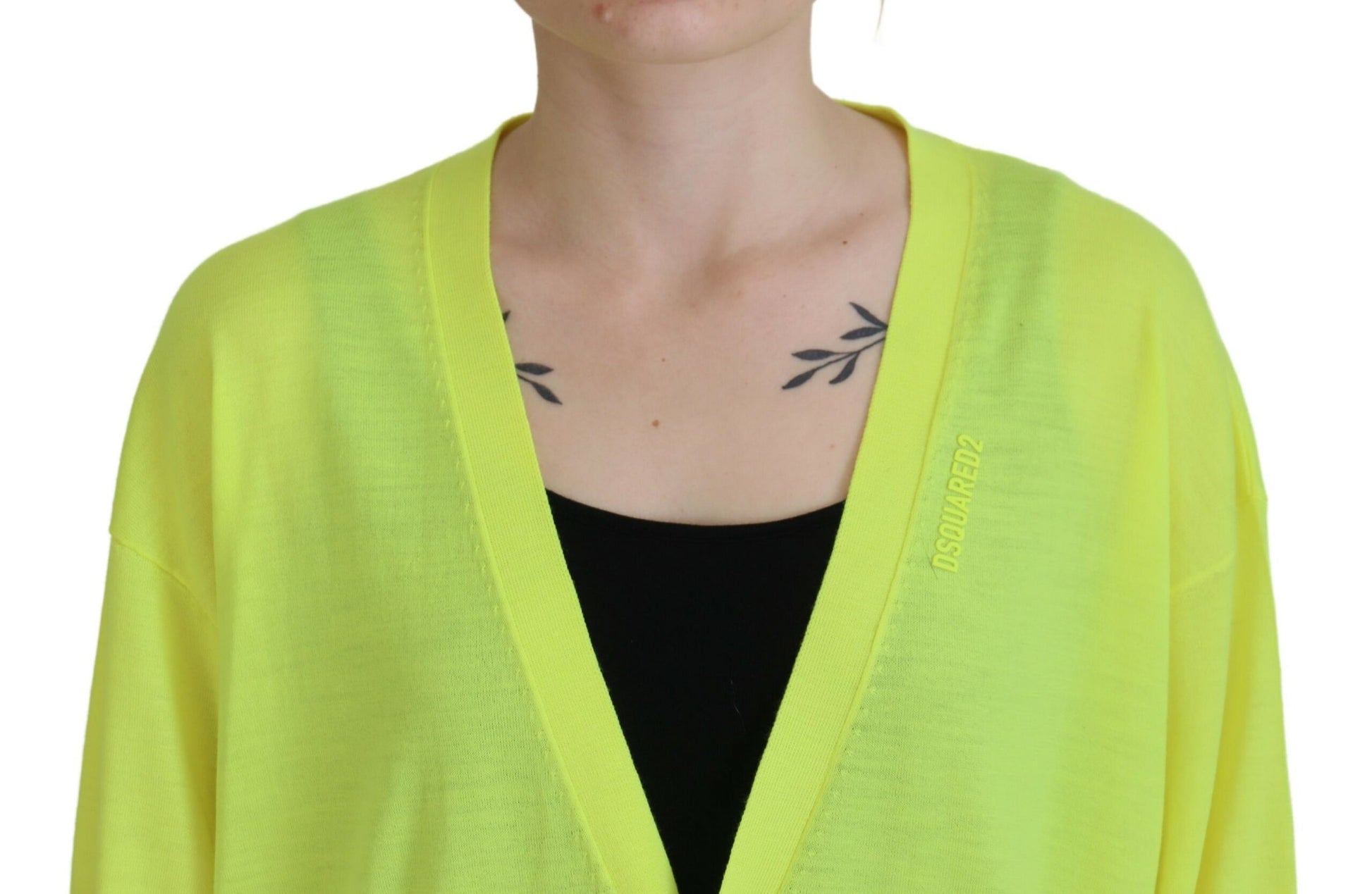 Gilet boutonnée en laine jaune tricotée Dsquared²