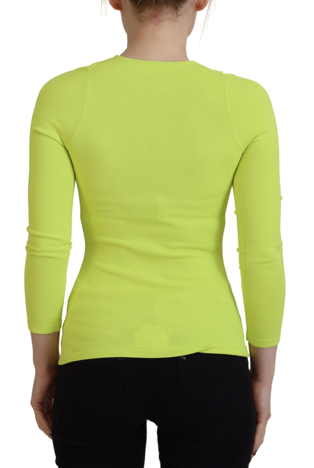 Haut Dsquared² en viscose jaune et vert à manches longues et épaules dénudées