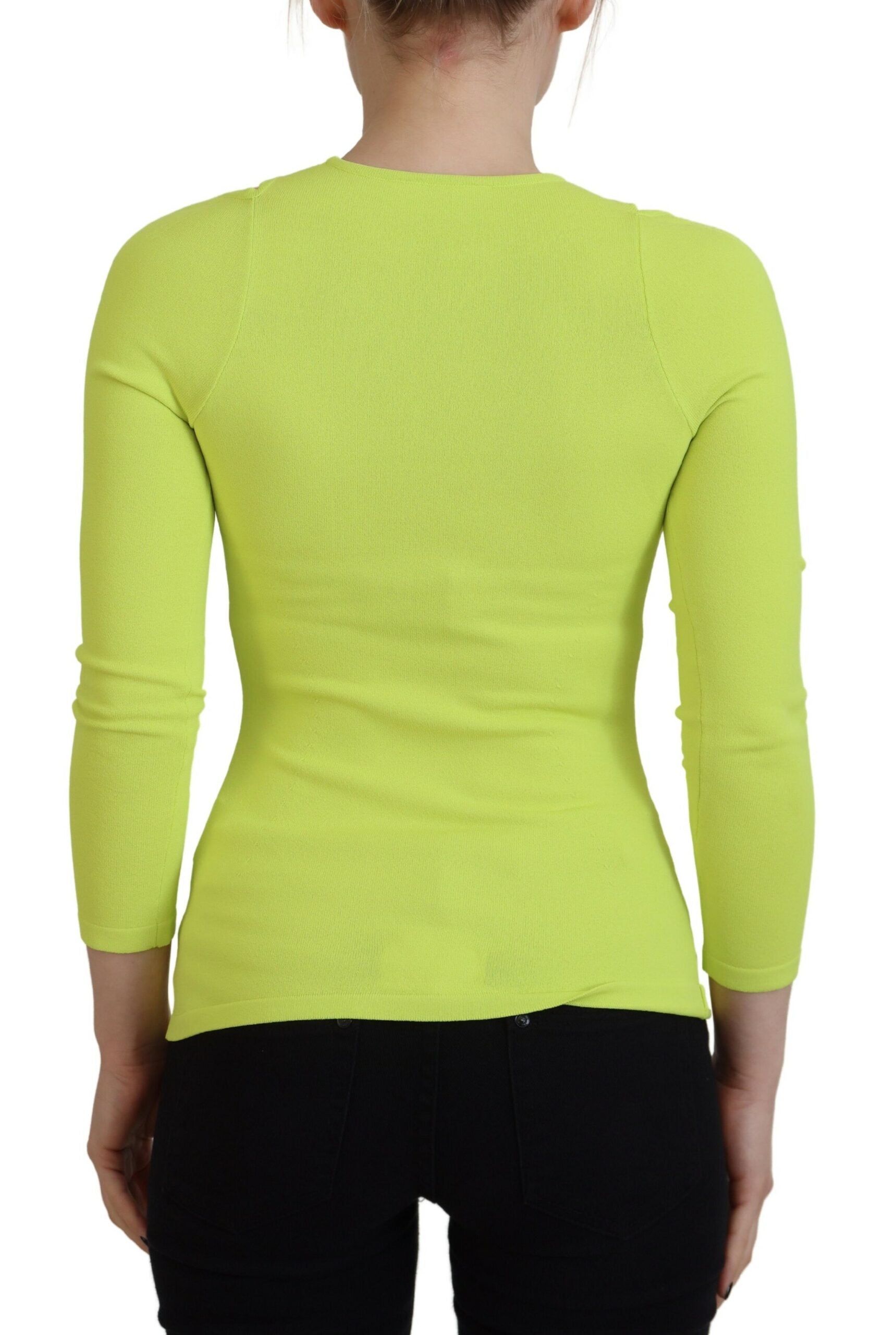 Haut Dsquared² en viscose jaune et vert à manches longues et épaules dénudées