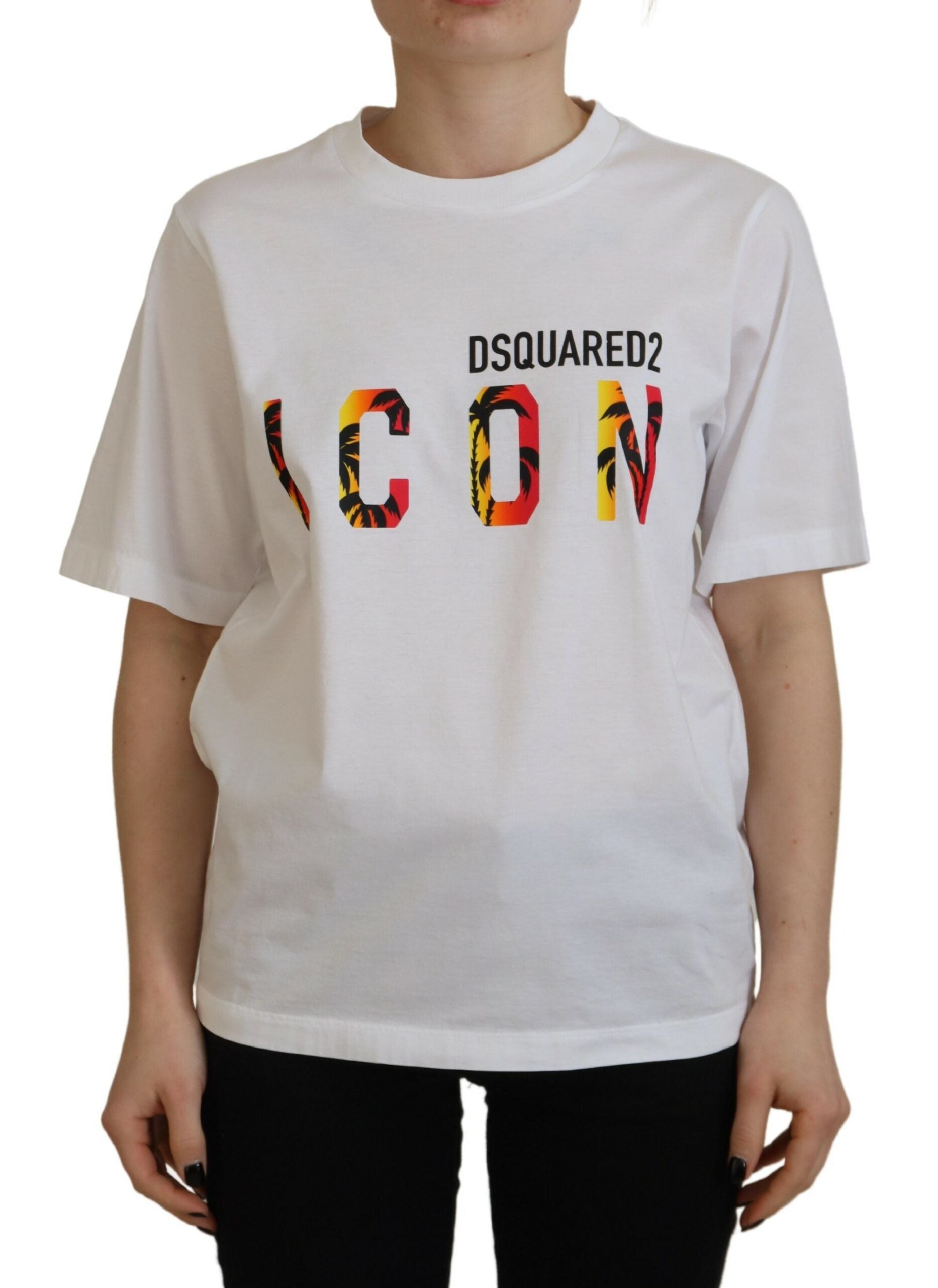 T-shirt col rond Dsquared² en coton blanc avec logo Icon brillant