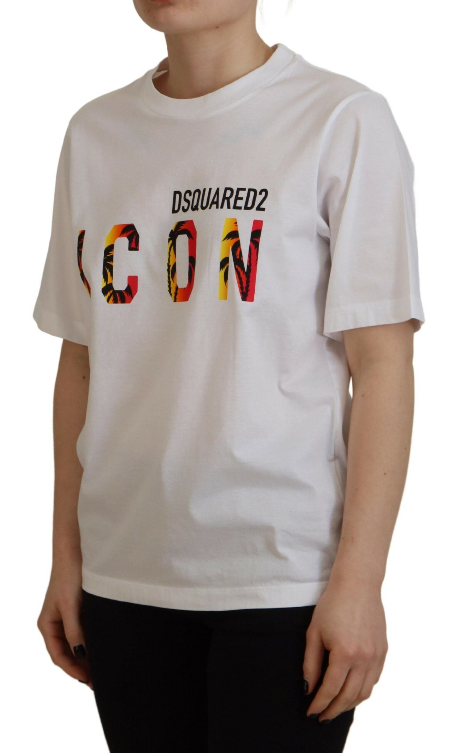 T-shirt col rond Dsquared² en coton blanc avec logo Icon brillant