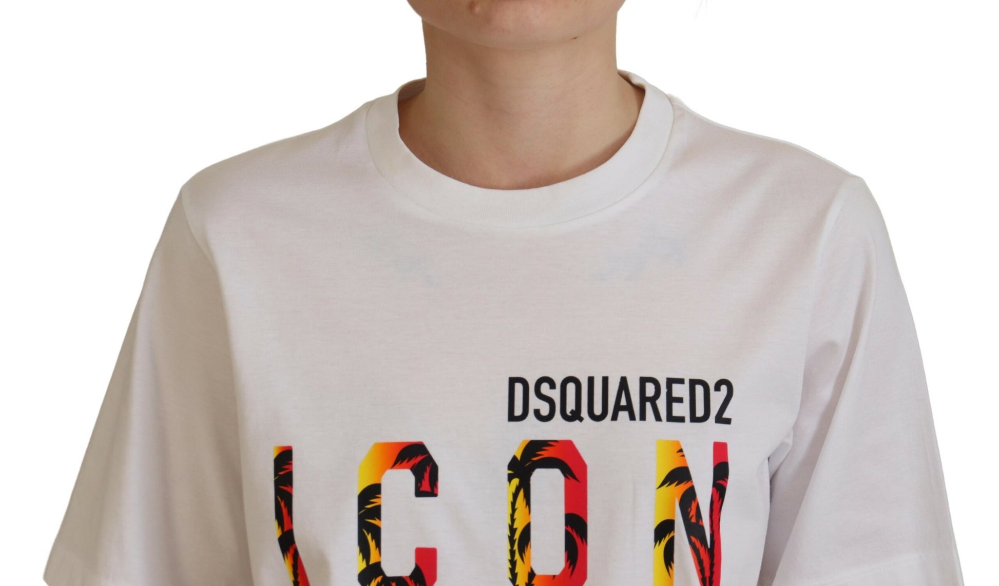 T-shirt col rond Dsquared² en coton blanc avec logo Icon brillant