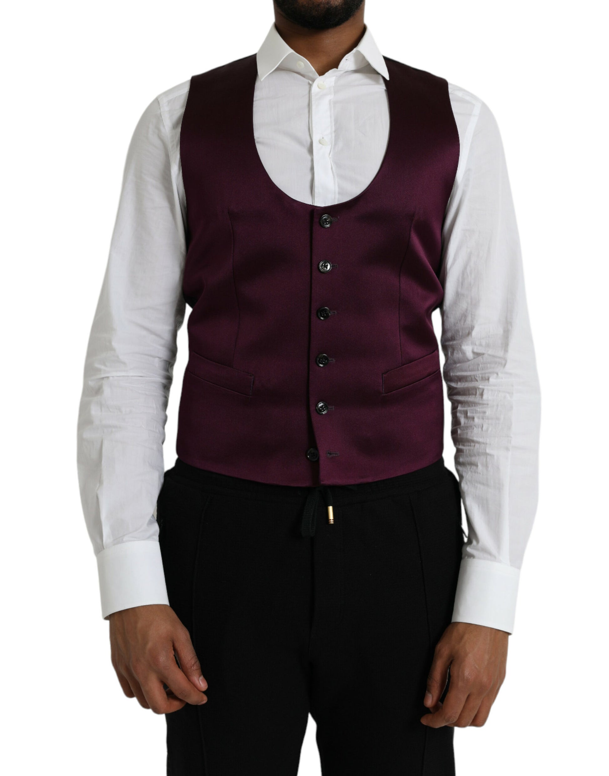 Gilet de costume Dolce & Gabbana en satin de soie marron
