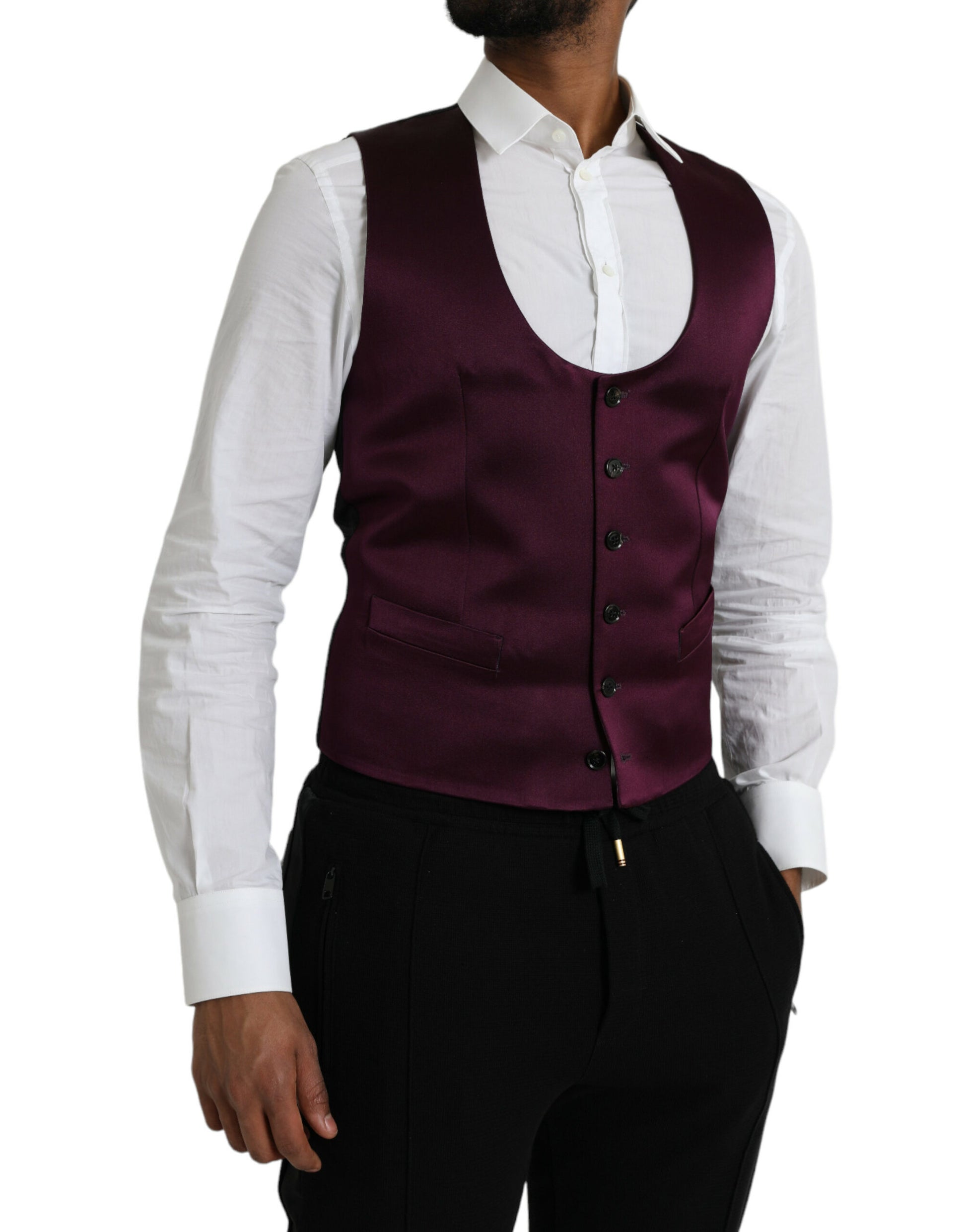 Gilet de costume Dolce & Gabbana en satin de soie marron